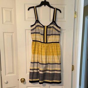Madison Leigh Yellow and Black Geometric Midi Dress